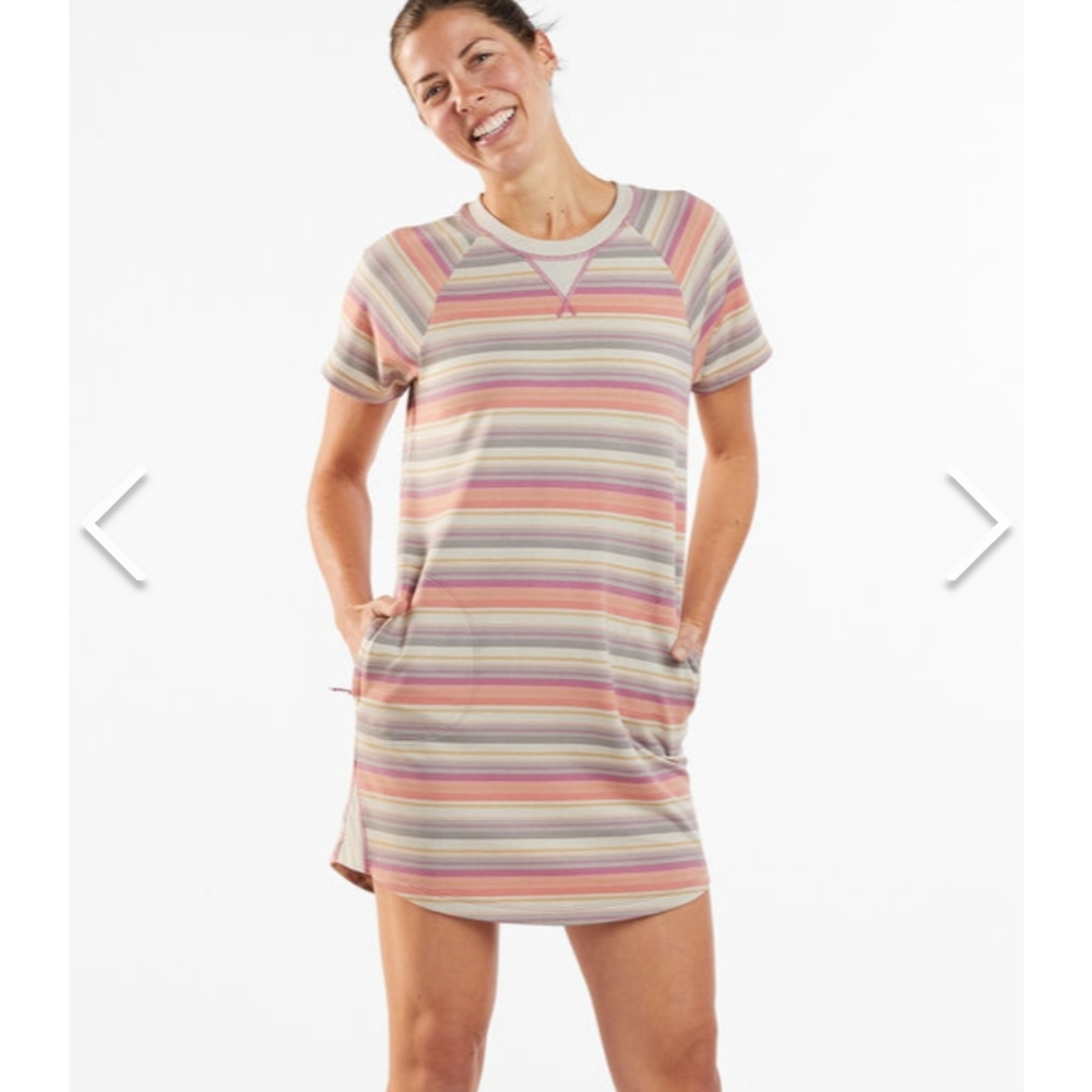 Title nine Hideaway Sweatshirt Dress - Horizon Stripe